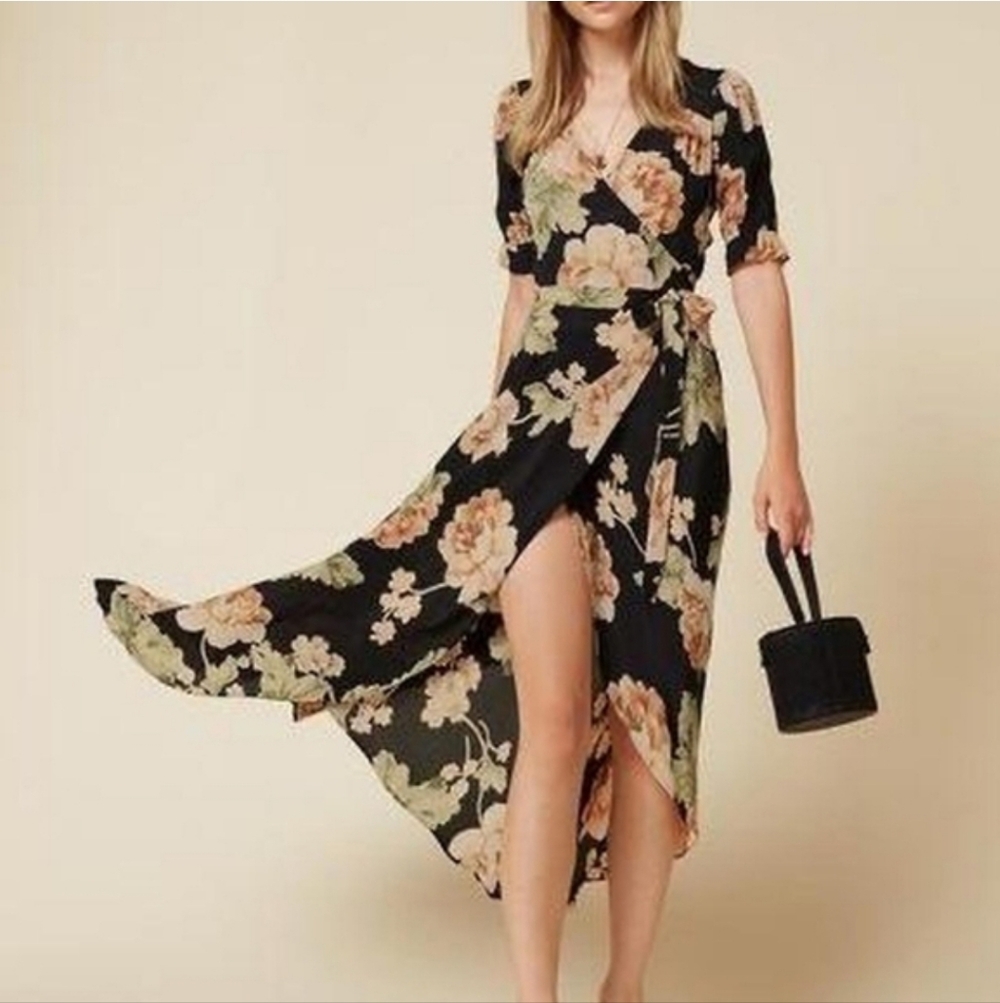 Floral Wrap Dress  Maxi Dress Size Med